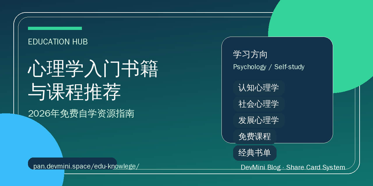 心理学入门书籍与课程推荐：2026年免费自学资源指南