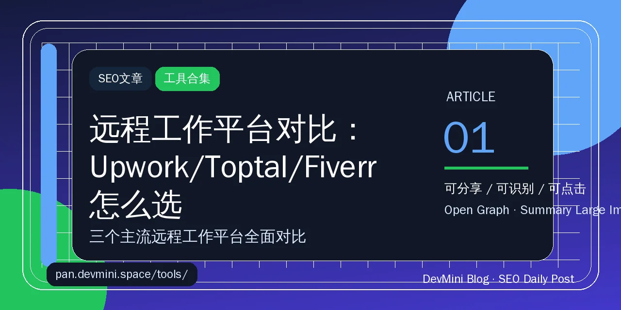 远程工作平台对比：2026年Upwork/Toptal/Fiverr怎么选
