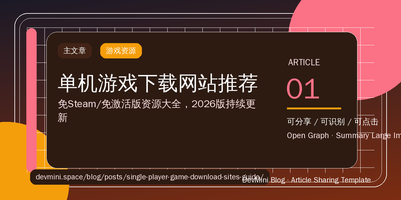 单机游戏下载网站推荐：免Steam/免激活版资源大全（2026版）